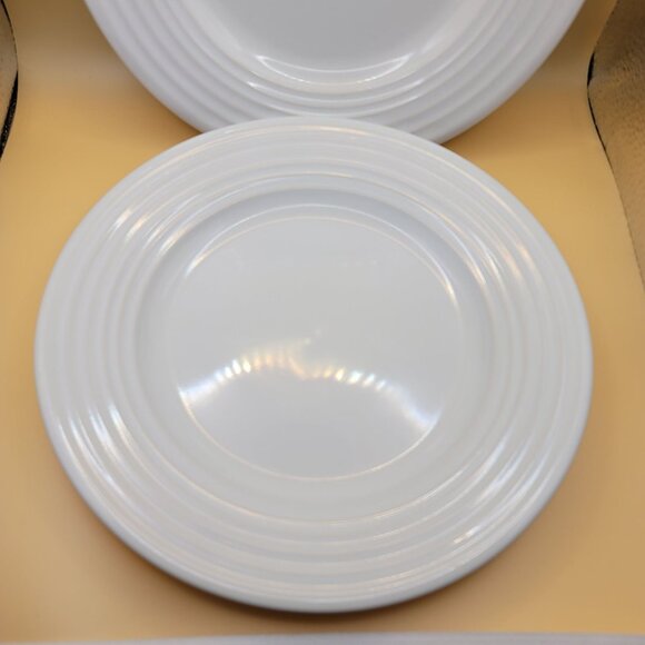 Gibson Home White Dessert Plates 8.5 Inch Stoneware Classic Ringed Design DH880 - Picture 3 of 4